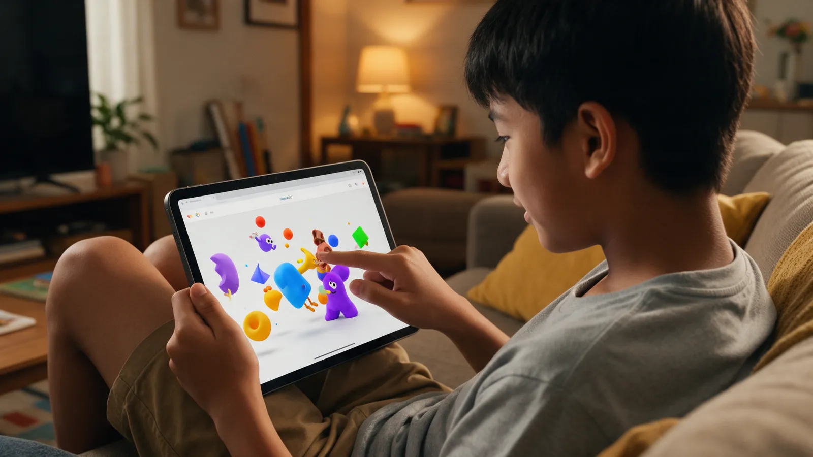 ผู้ใช้เล่นลูกเล่น interactive บนเว็บไซต์ผ่านแท็บเล็ต